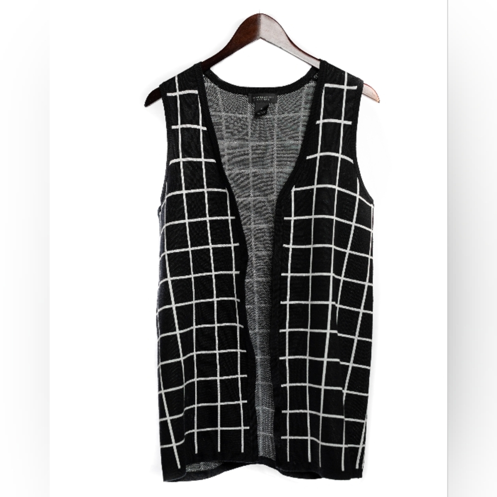COPY - Investments Petites Black and White Modern Vest Size LP